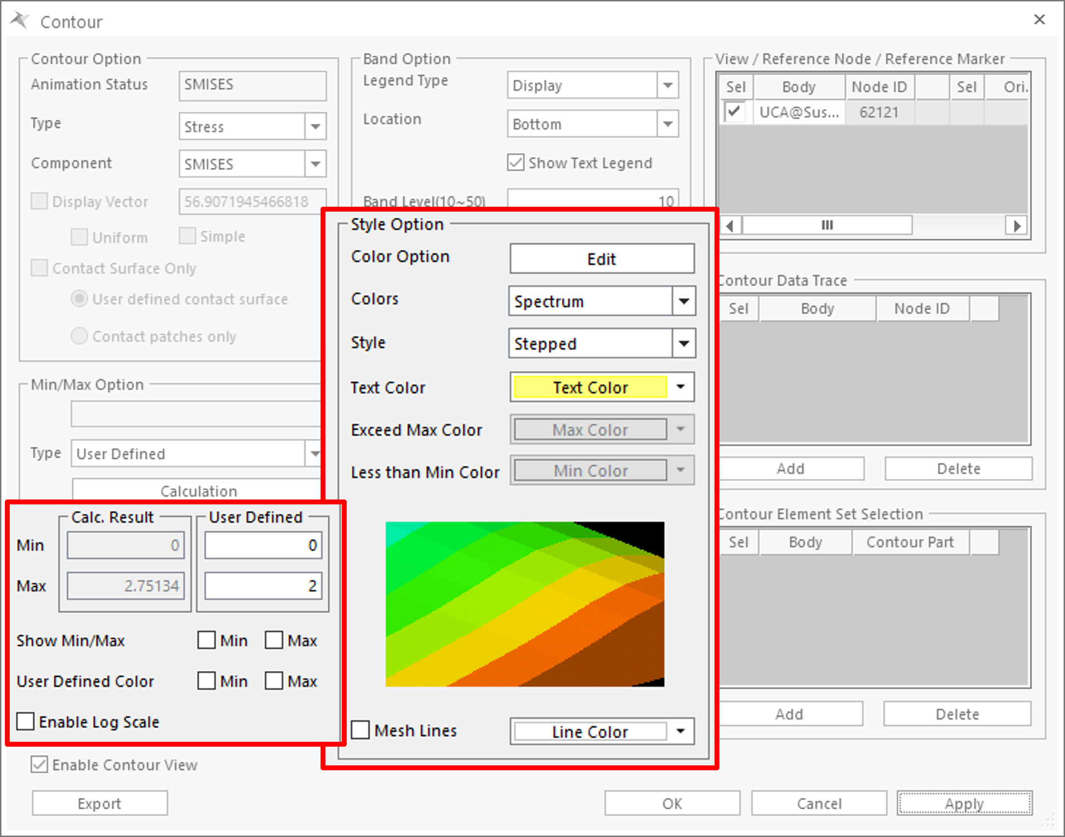 RecurDyn-Contour Dialog box